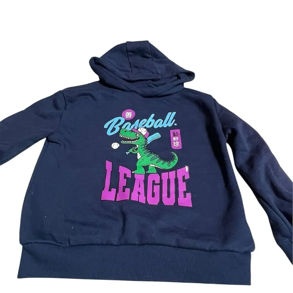 Primark Boys Dinosaur Baseball League Hoodie Blue Size 5-6 Casual
